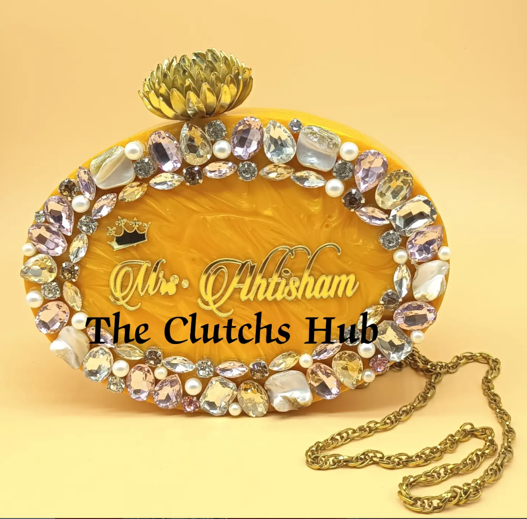 Primium quality resin clutch bag with coustomiz design and colour.order now