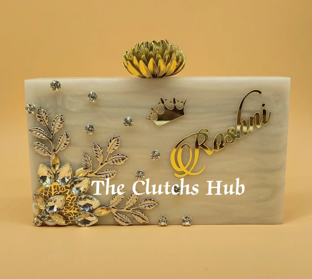 Primium quality resin clutch bag with new colour and new design and with coustomiz name order now 5