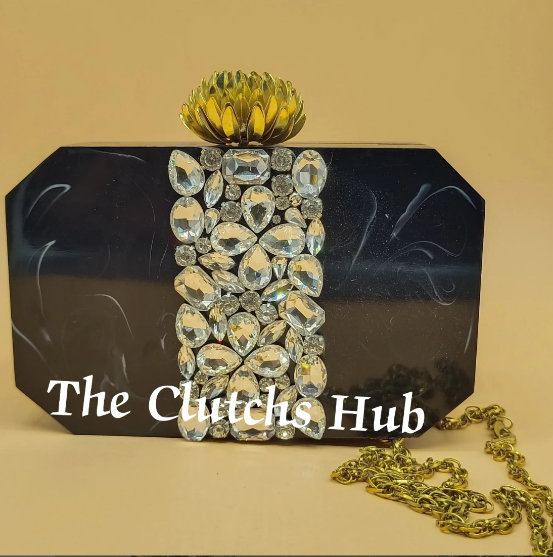 Primium quality resin clutch bag with Black & white colour order now.