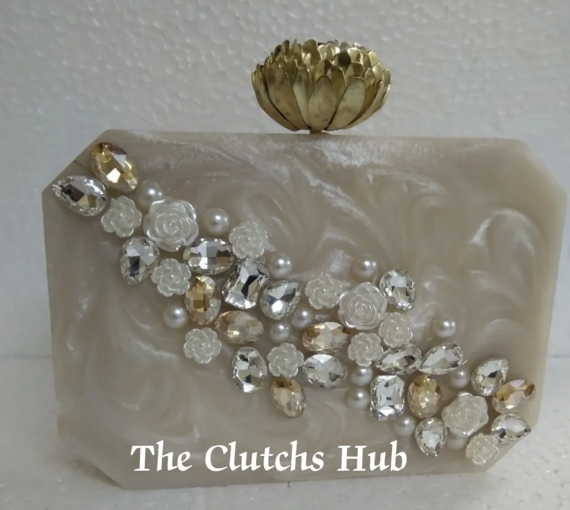 Primium quality resin clutch bag with design all customized colour available here. Order now