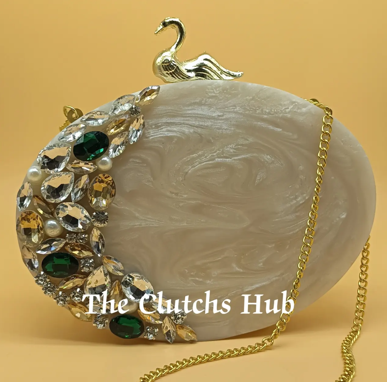 Primium quality resin clutch bag with new design and coustomiz name